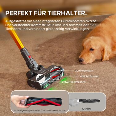 Бездротовий акумуляторний пилосос KIPMAX 50000Pa, 550W, 70 хвилин, 1.5L, з дисплеєм, антизаплутана щітка, 7-шаровий фільтр, 2 арома-пластини, для килимів, шерсті тварин, твердих поверхонь, золотий