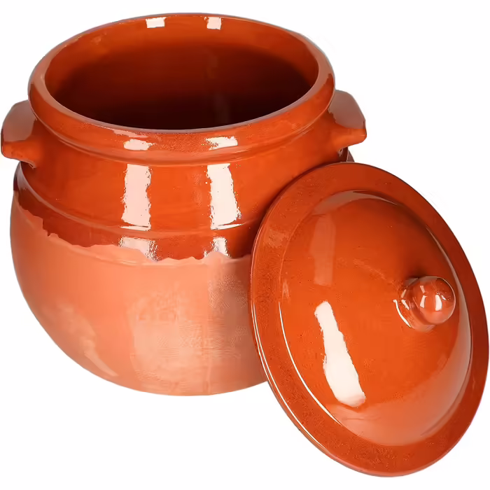 MamboCat Casserole Pot with Lid | One-Pot Meal | 4.5 Liters | Mediterranean | Unique Handmade | Partially Glazed | Antique/Vintage | Medieval | Viking