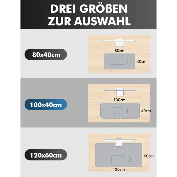 Підкладка для столу з фетру, 100x40 см, антиковзаюча, захист для офісу та дому (темно-сірий)