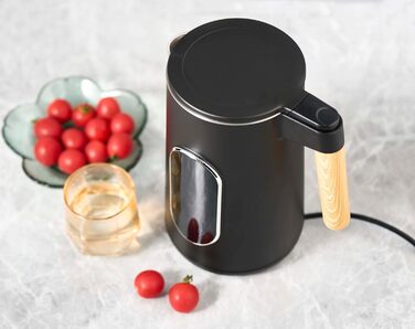 Електричний чайник з регулюванням температури 1.7л, 2200W, чорний, з дерев'яною обробкою