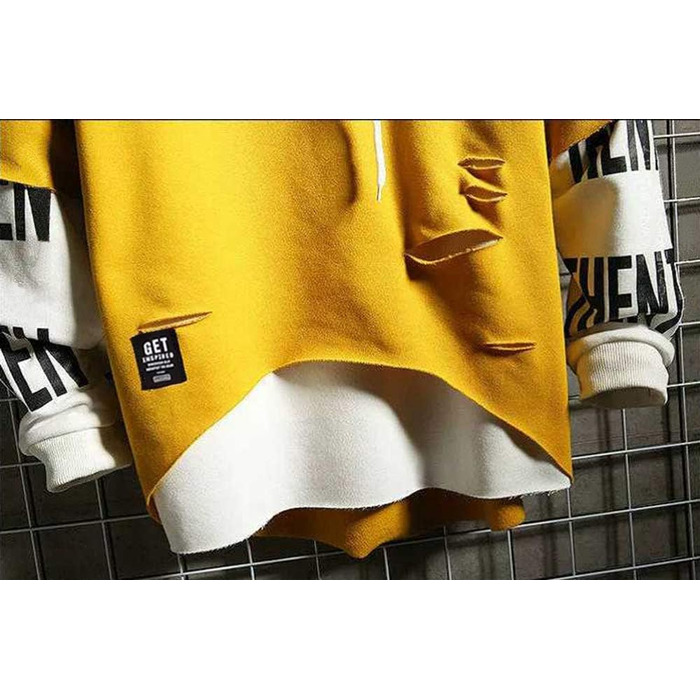 Чоловіча толстовка Heo Mrin Techwear в стилі хіп-хоп, японський streetwear, пачворк, жовта (M)