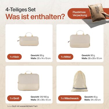 Набір кубиків для пакування Travel Dude з компресією з перероблених пластикових пляшок (4 шт., пісочно-бежевий)