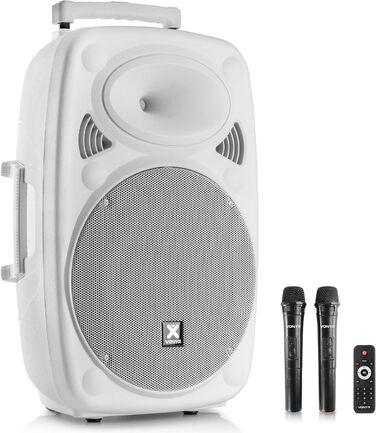 Vonyx Verve46 - портативна акустична система для вечірок з Bluetooth, 1000W, 2 мікрофони UHF, MP3, вбудований акумулятор, пульт ДУ - чорний