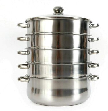 Паровий котел з нержавіючої сталі, 4 контейнери для приготування на пару, з кришкою з термостійкого скла (28 см)