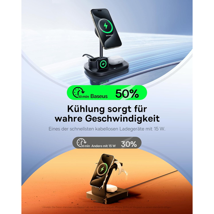 Baseus EnerFill 3-в-1 Бездротова Зарядка з Охолодженням TEC, 22.5W, для Apple Watch, iPhone 16/15/14/13/12 Pro Max, AirPods, з 45W Швидкою Зарядкою