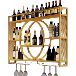 Настінна вітрина для вина, сучасна кругла підставка для зберігання, велика місткість, декоративна, для кухні, вітальні, бару (золота, 119.8 * 15 * 79.7 см)