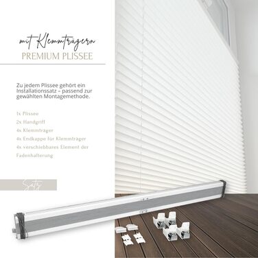 Home-Vision Premium Pleated Blinds, Custom-Made, for Interior Frames, Height, Fabric Color, and Profile Colors, Opaque Blind for Windows & Doors, Sunshade Roller in Various Widths (Clamp-on, Height 50-149 cm)
