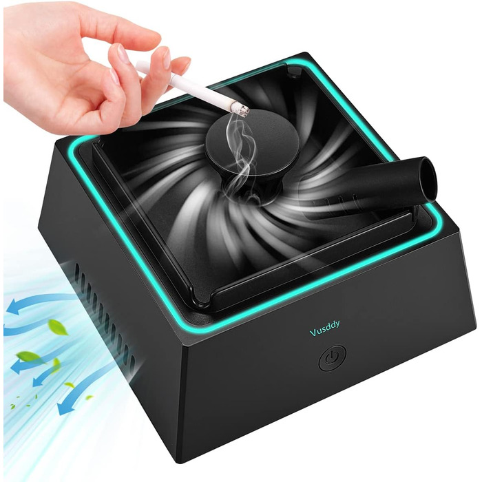Portable Ashtray with Suction - 2 in 1 Smoke-Free Ashtray with Air Purifier - Portable Smoke Cleaner Ashtray with Filter for Home, Car, Office, Indoor Cigarettes