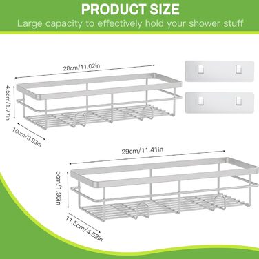 Поличка для душу Uamector без свердління - 2 шт. (білий, нержавіюча сталь)