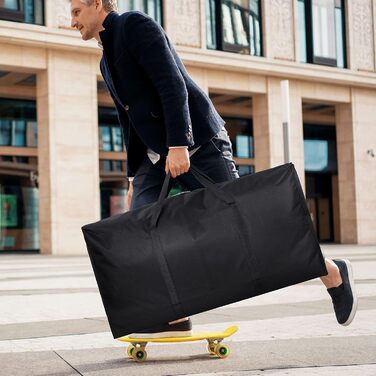 4 Pack Extra Large Travel Duffel Bag, Foldable, Waterproof, 600D Oxford Cloth, Durable Travel Bags for Men and Women, Strong Moving Boxes for House, Luggage Bags, Black, Travel