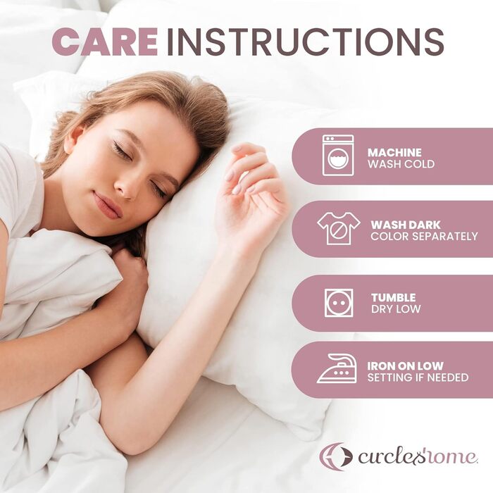 Наволочки King Size CIRCLESHOME 100% бавовна, дихаючі, захист від пилу, гіпоалергенні, комплект 6 шт (50x91 см)