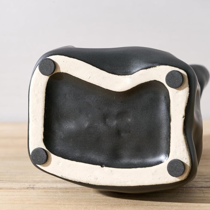 Керамічна ваза, блакитно-коричневий дизайн, ваза в скандинавському стилі для декору, сучасна ваза для вітальні, спальні, кухні, передпокою, ванної кімнати (матова чорна, 16,2 см)