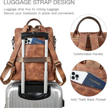 Шкіряний рюкзак-трансформер для жінок Shrrie: стильний рюкзак, сумка через плече, валіза, коричневий та леопардовий