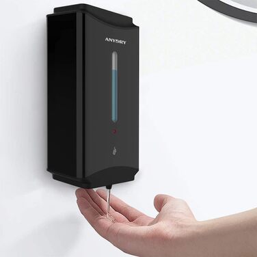 anydry AD1206 Commercial Wall Mount Automatic Liquid Soap Dispenser, Stainless Steel Finish, 1100ml Large Capacity (Matte Black)