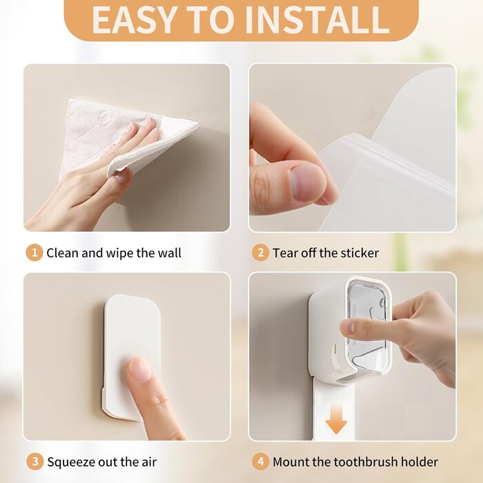 Настінний тримач для зубних щіток, для ванної кімнати, міцний самоклеючий органайзер, 2 шт сірого кольору, 2 шт прозорі