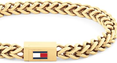 Браслет чоловічий Tommy Hilfiger з нержавіючої сталі з іконкою прапора – срібний, золотий або чорний (Small, Золотий)