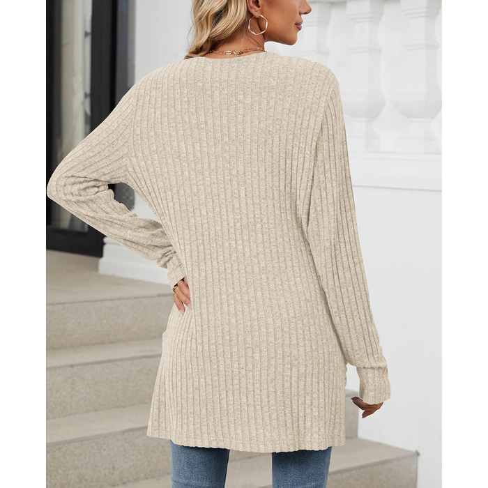 Кардиган жіночий Strickjacke Eegant бежевого кольору, розмір XXL. Теплий в'язаний кардиган з кишенями, еластичний трикотаж.