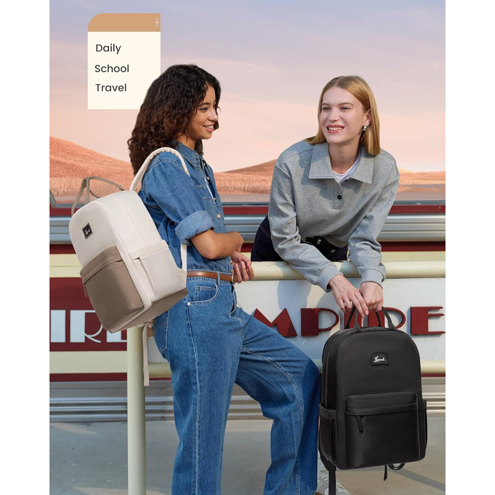 Сумка-рюкзак LOVEVOOK для жінок, підійде для ноутбука 15.6 дюймів, стильна міська сумка для підлітка, водонепроникна шкільна сумка, casual рюкзак для роботи, навчання, подорожей, чорна