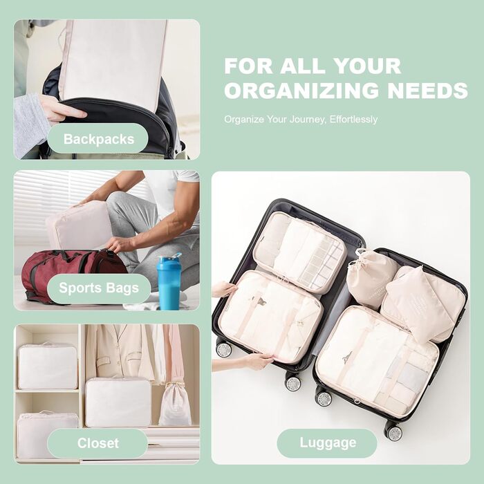 Органайзер для валізи BillyBath: Набір для подорожей (8 шт., A-beige)