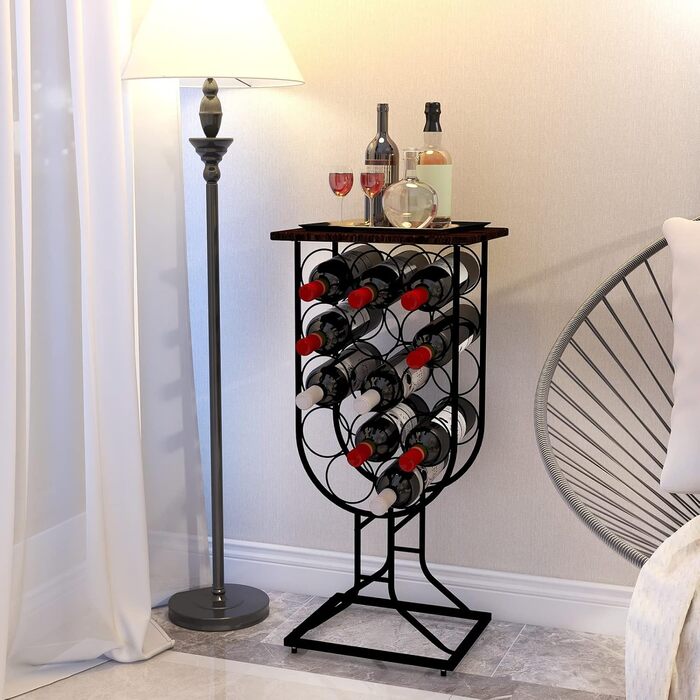 Taleco Gear Freestanding Wine Rack, Bottle Rack Wine Stand Rustic Style, Holds 14 Bottles Wine Rack, Freestanding Floor Wine Bottle Holder, Stackable Decorative Wine Rack Metal