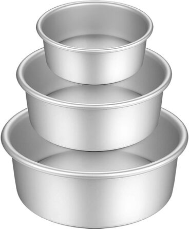 Cake Pan Set - Round Baking Pans made of Anodized Aluminum with Non-Stick Coating, Removable Bottom (1, 3 Sizes)