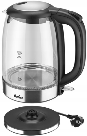 Електричний чайник Amica KD 2050G, 2200 Вт, 1,7 л, сріблястий/сірий