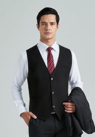 Жилет чоловічий HISDERN, чорний, бавовна, V-подібний виріз, з кишенями, для вечірки, весілля, офіційного стилю, 4XL