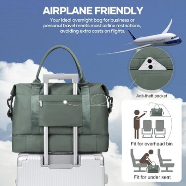 Спортивна сумка для жінок Easyjet 45x36x20 (32L) - водонепроникна дорожня сумка, фітнес-сумка з відділенням для взуття, сірий/армійський колір