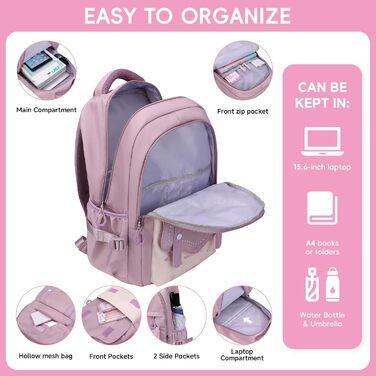 Шкільний рюкзак для дівчаток-підлітків, 2025, великий, для гімназії, старшої школи, 30L, фіолетовий