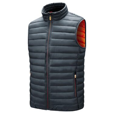 Чоловіча жилетка, утеплена, легка, тепла, для активного відпочинку, без рукавів, зимова, стегана, зі стійким коміром, слім-силует, чорний, XL