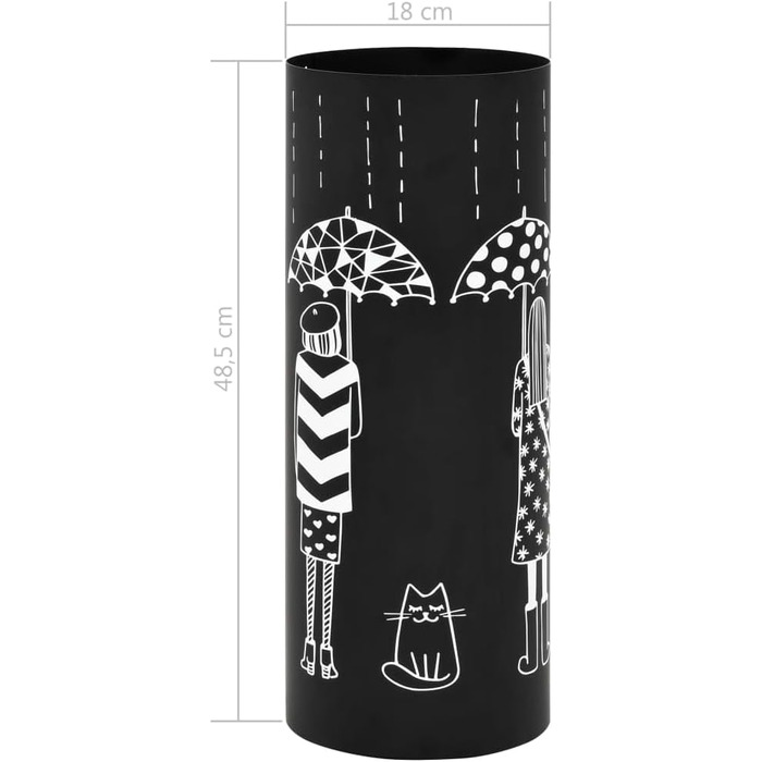 Підставка для парасольки жіночого дизайну, сталь, чорна, з візерунком | vidaXL