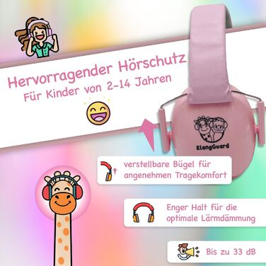 Надійний дитячий навушник-захисник для вух | Перевірений захист від шуму та гулу | Ідеально для свят, вечірок, повсякденного використання, спорту та музичних подій | Рожевий