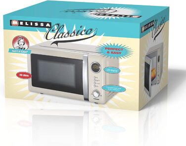 Мікрохвильова піч Melissa Classico Retro 20 л, 700 Вт, 5 рівнів потужності, кремовий колір