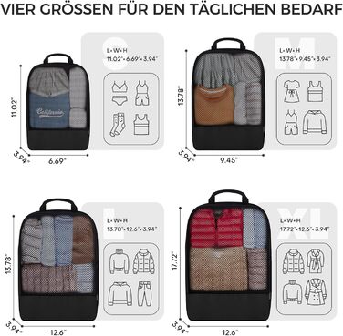 Набір кубиків для пакування багажу BAGLHER - Органайзери для подорожей, водонепроникні, чорні