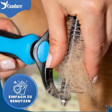 Професійна щітка для собак та котів Candure, довге волосся, догляд за шерстю, гребінець, двосторонні зубчики, 17+9, видаляє ковтуни, шерсть з меблів (Блакитна)