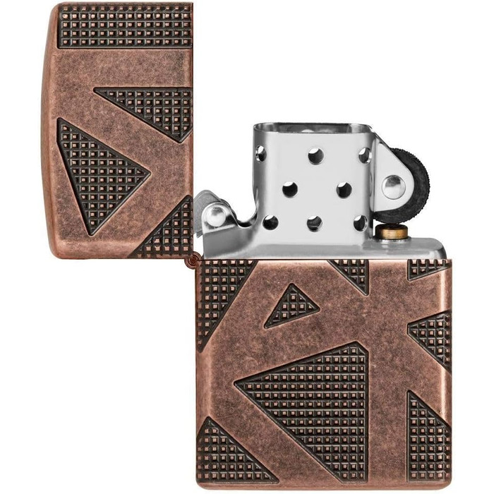 Zippo Armor Lighter, Antique Copper, Geometric Design, 360, One Size