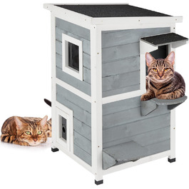 Кіт-будинок Relaxdays з тканини, кіт-печера з 2 входами, 71,5 x 62,5 x 44 см, складаний, сірий/білий