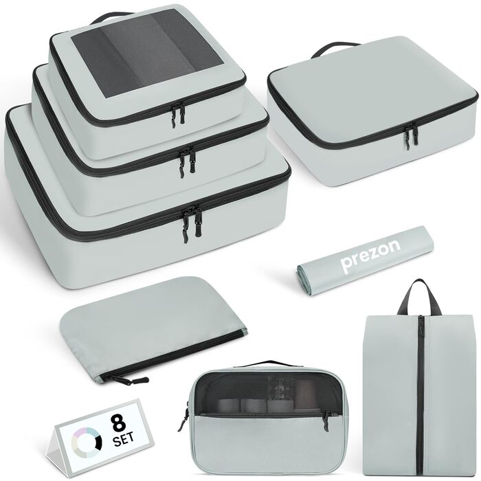 Органайзери для валізи Prezon, набір 8 шт, легкі, для подорожей (м'ятний)