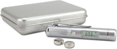 TFA Dostmann Flash Pen Infrared Thermometer, contactless measurement, versatile, robust metal housing, silver, L 19 x W 87 x H 15 mm