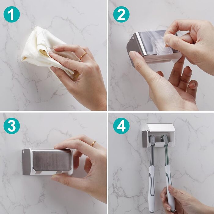 Електрична зубна щітка для дітей з тримачем на стіну без свердління для сім'ї (Brushed Silver)