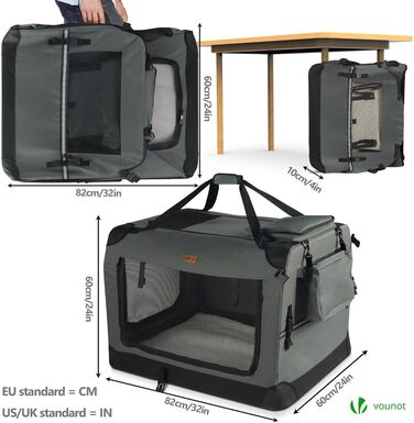 Транспортна переноска для собак та котів Vounot, складана, 82x60x60 см, сіра XL