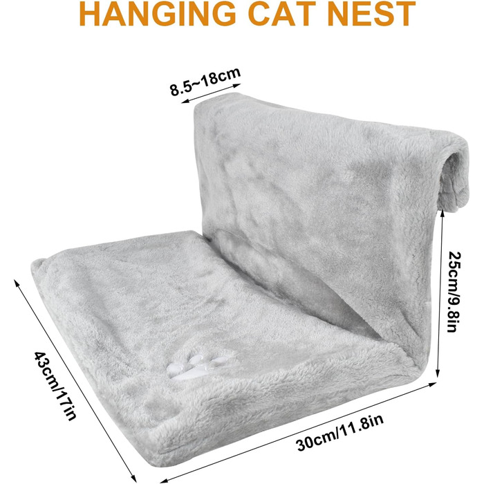 Килимок для котів на радіатор Dokeno, лежанка-гамак, м'який плюшевий, 46x30x25 см