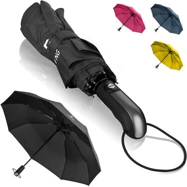 Стійкий до вітру парасолька STYNGARD TRONDHEIM (Чорний) - автоматичний, з тефлоновим покриттям, витримує 140 км/год