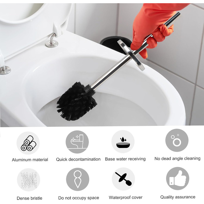 EXLECO Щітка для унітазу з нержавіючої сталі з запасним наконечником, підставка, комплект для ванної кімнати, золота