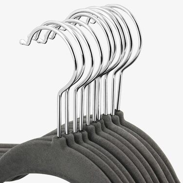 Yaheetech 100-Piece Clothes Hangers Velvet Suit Hangers with Non-Slip Surface, Closet Hangers, Anti-Slip, Space-Saving, 360° Swivel Hook, 0.5cm Thick, Gray