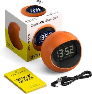 NEWGATE® Digital Centre of the Earth Alarm Clock (Orange with Black LCD Display)