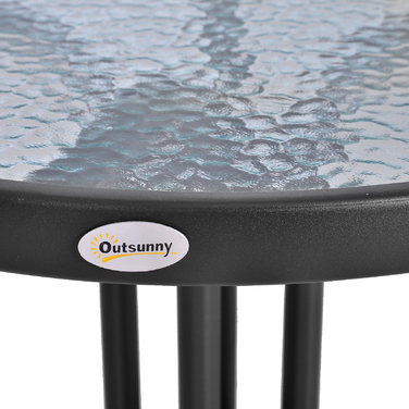 Круглий садовий стіл Outsunny Ø60xH70cm з металу та захисним склом, ідеально підходить для саду та балкону