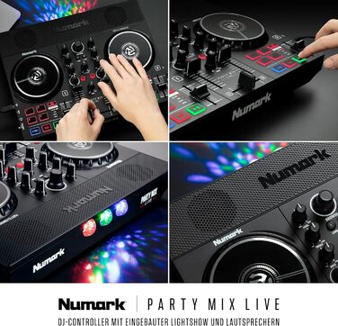 DJ контролер Numark Party Mix Live з колонками, світловим шоу, 2 деками та мікшером (Serato DJ Lite)