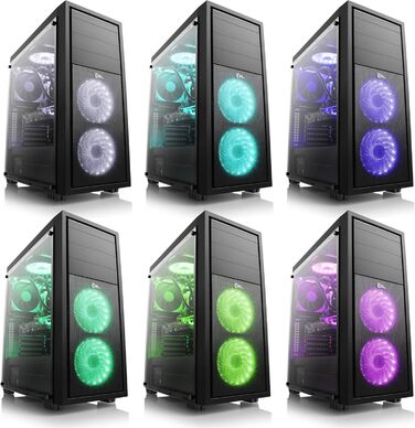 Корпус для ігрового ПК VITRUM PRO - Midi Tower, RGB підсвічування, скляна бічна панель, встановлені вентилятори, ATX, mATX, Mini-ITX, білий (APOLLON)