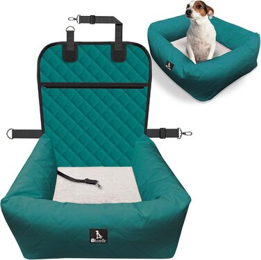 Bluzelle 2-in-1 Dog Car Seat & Bed - Oxford Fabric, Washable, Non-Slip - for Small & Medium Dogs, Petrol Color